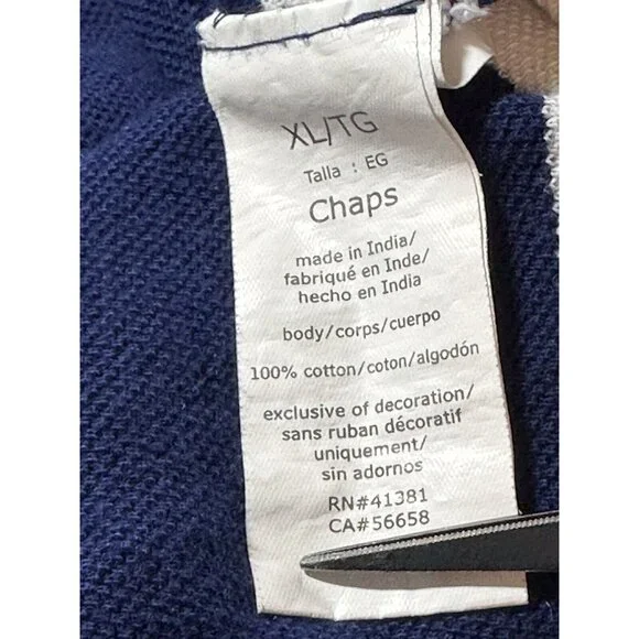 Chaps by Ralph Lauren Men’s Polo Golf 2 Button Shirt Size XL Navy White Stripe - Picture 10 of 10